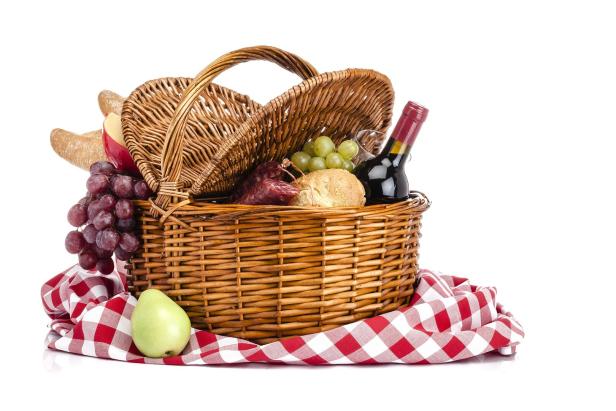 Picnic basket isolated on white background