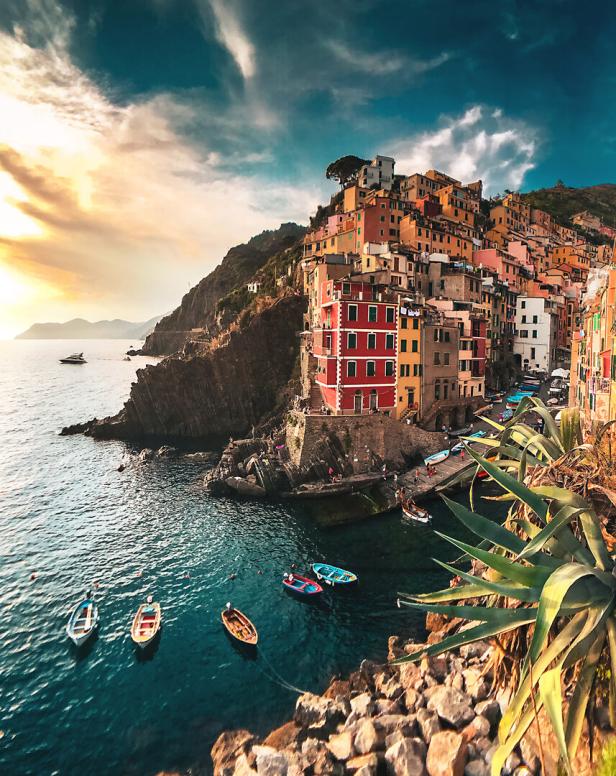 view of Riomaggiore at the cinque terre
