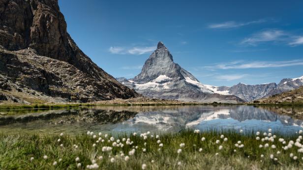 Matterhorn Mountain Riffelsee Lake Zermatt in Summer Switzerland