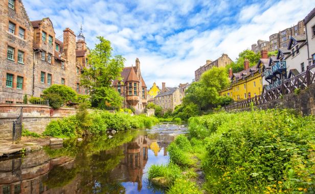 Dean Village district in Edinburg, Scotland