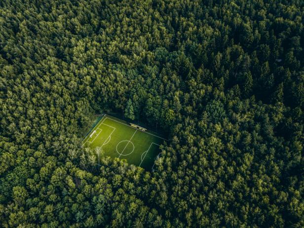 Football,Field,In,The,Forest.,View,From,Above