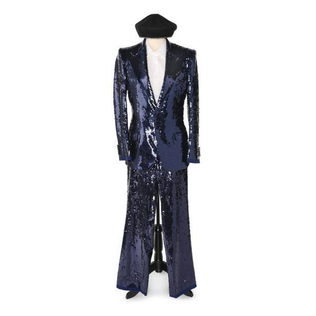 Funkelnd und blau: Pailletten-Anzug mit Hut von Gucci, Diane Keaton trug das Outfit 2021 bei der LACMA-Gala.