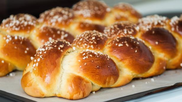 Freshly baked sweet braided bread