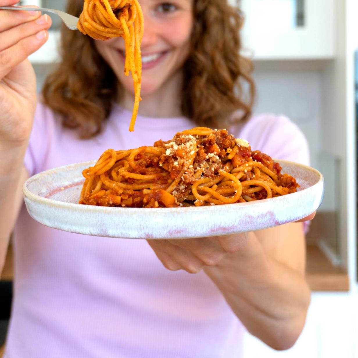 Schnelle Spaghetti-Bolo ohne Fleisch - für 1 Person