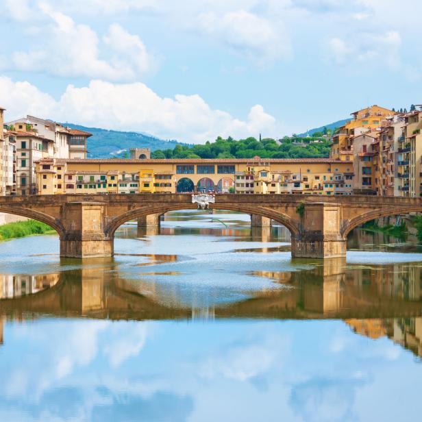 River Arno and Ponte Vecchio in Florence, Italy.