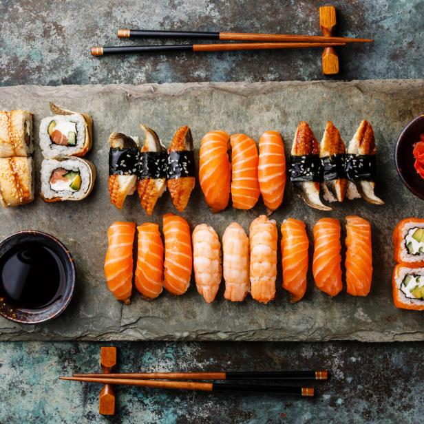 Sushi rolls set for two