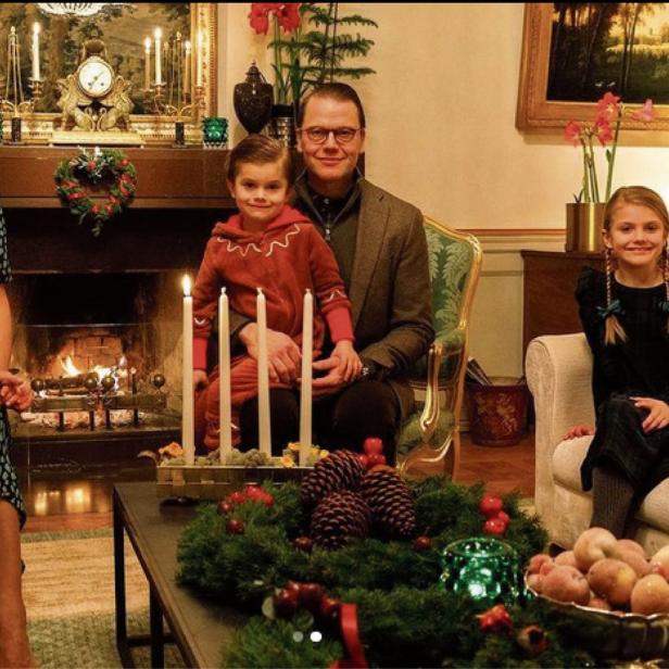 Kronprinzessin Victoria und Daniel von Schweden mit den Kindern Oscar und Estelle