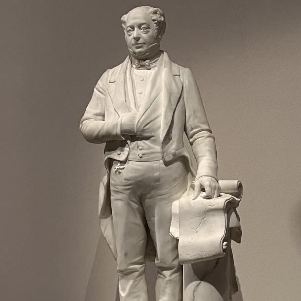 Miniatur der Statue Salomon Rothschilds für den Nordbahnhof von J. Meixner