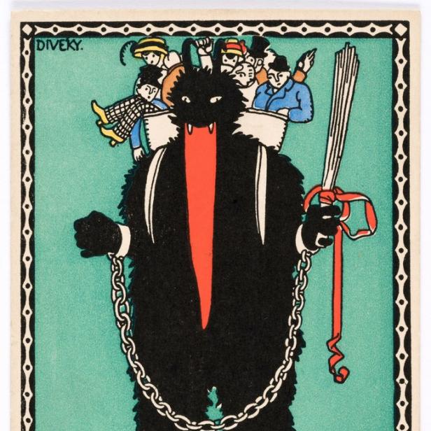 Postkarte aus der Wiener Werkstätte. Ein Krampus von József Divéky