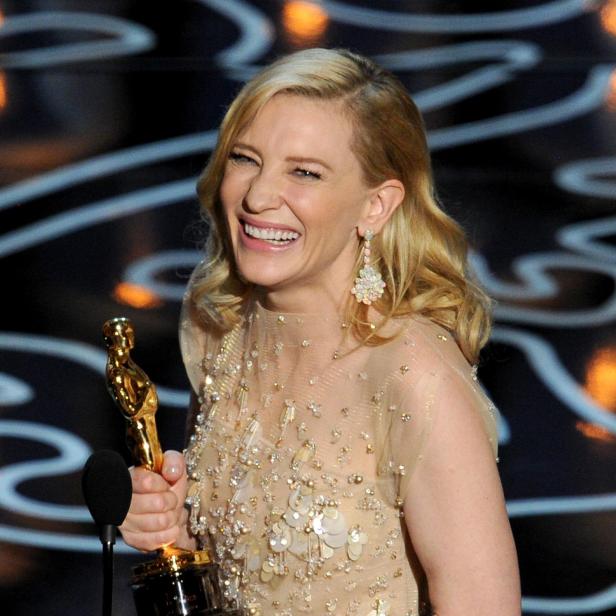 HOLLYWOOD, CA - MARCH 02: Actress Cate Blanchett accepts the Best Performance by an Actress in a Leading Role award for 'Blue Jasmine' onstage during the Oscars at the Dolby Theatre on March 2, 2014 in Hollywood, California. (Photo by Kevin Winter/Getty Images)