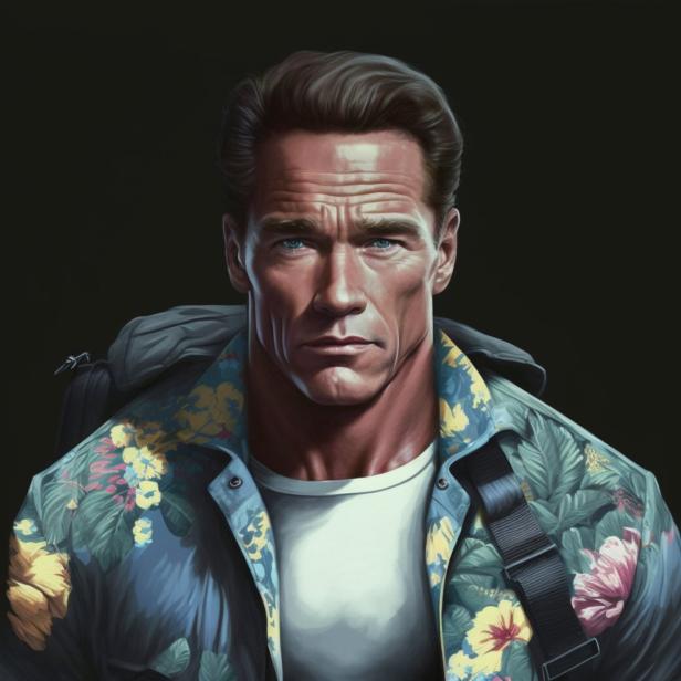 Arnold Schwarzenegger – wie ihn die KI sieht – als Covermodel für ein Luxuslabel?