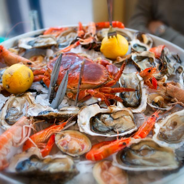 Fresh, Raw and Cooked Seafood Platter, Cannes, France