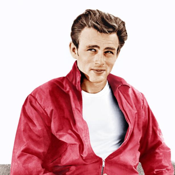 James Dean zeigte sich im Film „Rebel without a Cause“ in einer roten Harrington-Jacke   