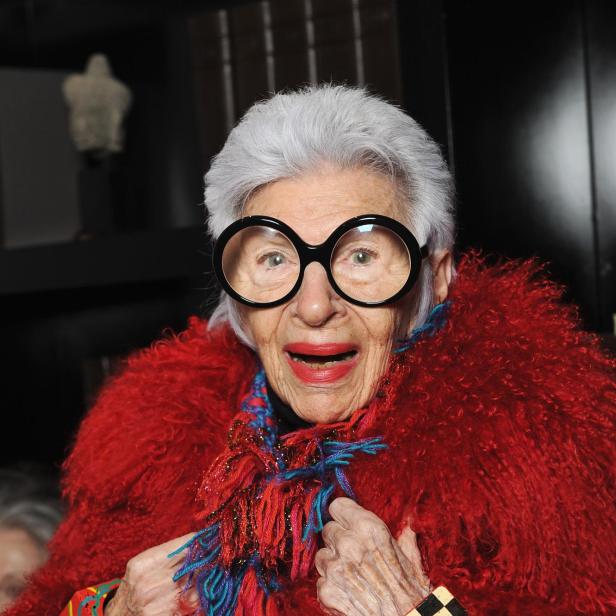 Fashion-Ikone Iris Apfel bei der Mercedes-Benz Fashion Week 2014 in New York.