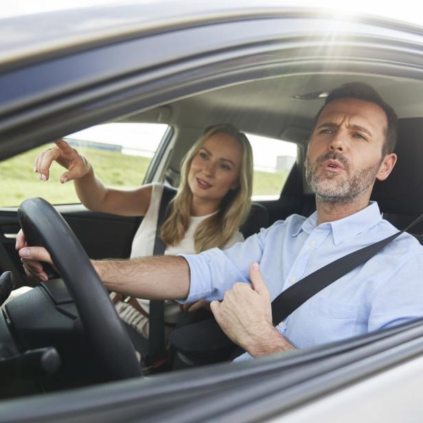 Caucasian of middle age couple during a car trip