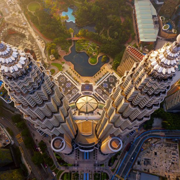 Die Petronas Twin Towers von oben