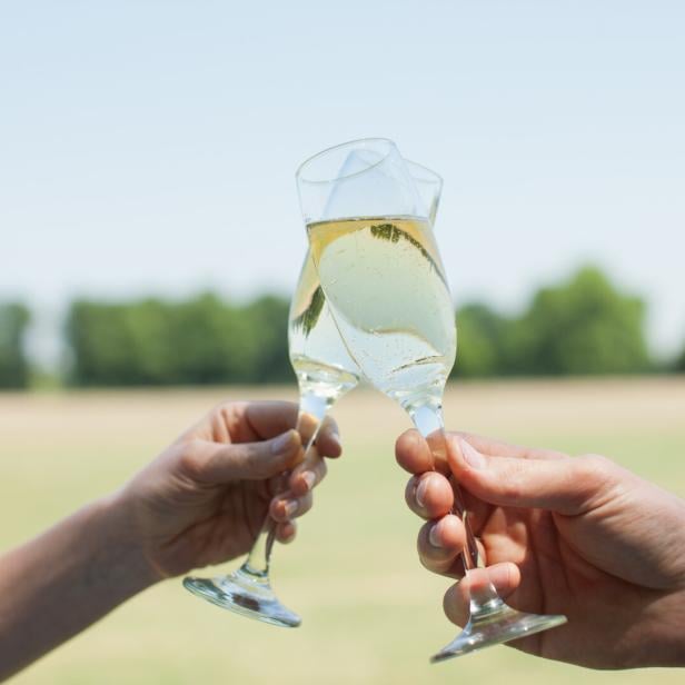 Couple drinking Champagne and toasting Couple drinking Champagne and toasting