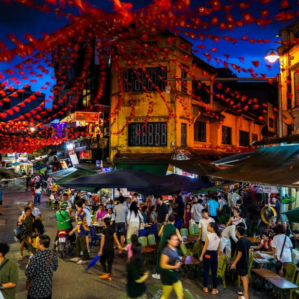 People spend their evening at Hanoi's Old Quarter, in Hanoi