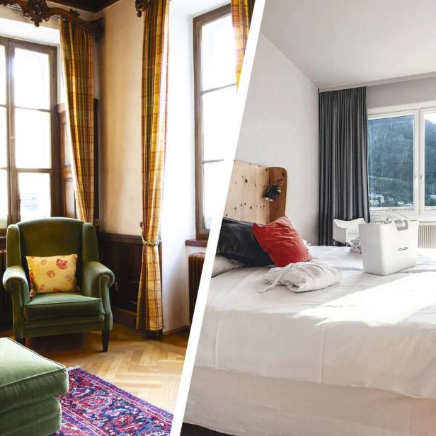 Bildvergleich zwischen Fauteils und Holzverkleidung in der Solitude oder eher reduzierter Einrichtung im Miramonte