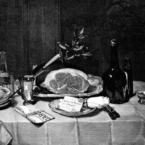 Still Life with Ham by Philippe Rousseau - 19th Century