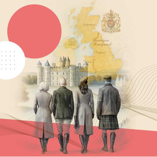 Königliche Familie vor dem Schloss Balmoral