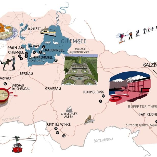 Eine Landkarte mit eingezeichneten Icons