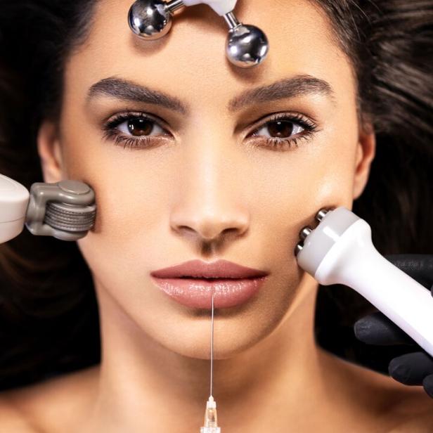 Portrait of young woman receiving full beauty treatment