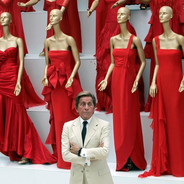 FILE PHOTO: Veteran Italian fashion designer Valentino Garavani poses during the opening of his exhibition at the Ara Pacis Museum in Rome