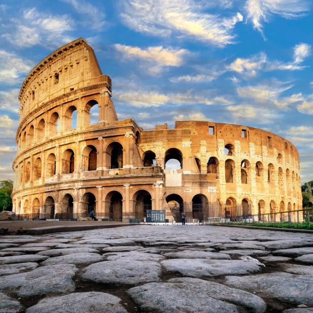 Colosseum at sunset in Rome, Italy.