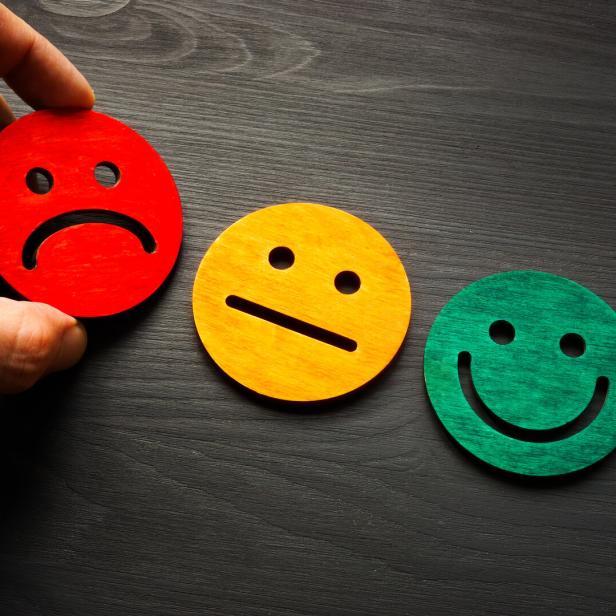 Negative feedback and rate with bad smile face.