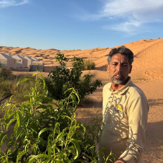 Ahmed Abdelmoula mit seinen Pflanzen.